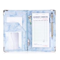 Sonic Server Marble Style Deluxe Server Book for Restaurant Waiter Waitress Waitstaff | Baby Blue Marble | 9 Pockets Includes Zipper Pouch with Pen Holder | Holds Guest Checks, Money, Order Pad