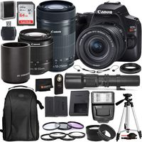 Canon EOS Rebel SL3 DSLR Camera (Black, 3453C002) with 18-55 is STM, 55-250mm is STM, 500mm Preset with T-Mount Adapter & Must Have Bundle: Includes - SanDisk Ultra 64GB SDXC Memory Card + More