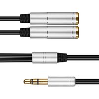 Stereo 4-Pole Audio Y Splitter Cable 3.5mm Male to 2 x 3.5mm Female Aux Stereo Audio Splitter Cable - Gold Plated Compatible With iPhone Smartphones Tablets MP3 players PCs Xbox One PlayStation 4 PS4