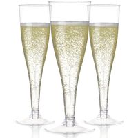100 Plastic Champagne Flutes Disposable | Clear Plastic Champagne Glasses for Parties | Clear Plastic Cups | Plastic Toasting Glasses | Mimosa Glasses | Wedding Party Bulk Pack
