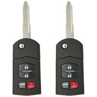 Keyless2Go New Keyless Entry Replacement 4 Button Remote Flip Key Fob for Mazda 6 and 3 BGBX1T478SKE125-01 (2 Pack)