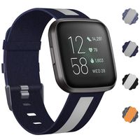 NANW Woven Bands Compatible with Fitbit Versa 2 / Versa/Versa Lite, Breathable Woven Fabric Strap, Reflective Strip Replacement Wristbands Accessories Women Man for Versa Smart Watch