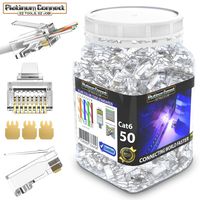 RJ45 CAT6 Passthrough Connectors (50 PCS),Gold Plated 3 Micron 3u, High Performance 3 Prong Pins (CAT6/50 PCS)