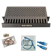 Neat Patch MINI 1U Low Profile Cable Management Kit - 10 Packs w/ 240 CAT6 Patch Cables (1FT Blue)