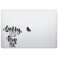 MacBook Sticker Decal - Worry Less Run More - Matte Black Skins Stickers