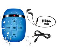 Waterproof MP3 Player for Swimming and Running,Underwater Headphones with Short Cord, Shuffle Feature (Blue)