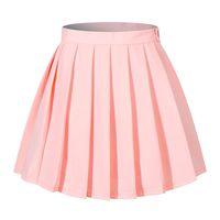 Beautifulfashionlife Women`s Japan School Plus Size Plain Pleated Summer Skirts (2XL,Pink)