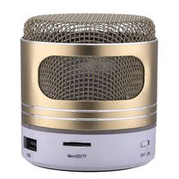 Wowpower Mini Bluetooth Speaker, Wireless Portable Music Box USB Charge Small Subwoofer Support TF Card, USB, with LED Atmosphere Light, Anti-Slip Base (Gold)