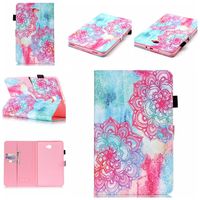 Shinyzone Case for Samsung Galaxy Tab A 10.1" T580-Premium Painted Slim Leather Wallet Case with Pen Holder,[Auto Sleep/Wake Function] [Magnetic Closure] Smart Stand Cover-Mandala