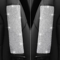 Dotesy 2pcs/Set Crystal Diamond Car Seat Belt Shoulder Pads - Rhinestone Leather Handcraft Seatbelt Cover Bling Bling Car Accessories for Women, Lady - Universal Fit