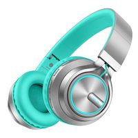 Wireless Headphones 20 Hrs w/Romantic LED Light, HiFi Stereo Picun Bluetooth Headphones Over Ear w/Deep Bass/HD Mic/Bag, Protein Earpads, Foldable, TF Card/Wired Mode for PC TV Cellphone (Grey/Mint)