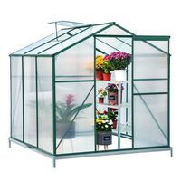 Erommy Walk-in Greenhouse Large Gardening Plant Hot House with Adjustable Roof Vent and Rain Gutters,UV Protection Planting House,6'(L) x 6'(W) x 6.6'(H)