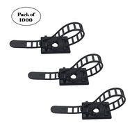 1000pcs Cable Clips the Adhesive Cable Ties, Adjustable Nylon Cable Zip Ties and Adhesive Cable Clips with Optional Screw Mount for Cord Management (Black)