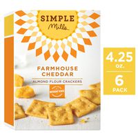 Simple Mills Almond Flour Crackers, Farmhouse Cheddar, 4.25 Ounce (Pack of 6)