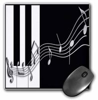 3dRose LLC 8 x 8 x 0.25 Inches Mouse Pad, Silver Music Notes on Piano Keys (mp_24372_1)