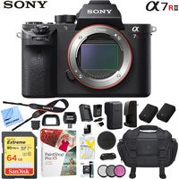 Sony a7R II Full-Frame Mirrorless Interchangeable Lens 42.4MP Camera Body Bundle with 64GB Memory Card, Camera Bag for DSLR, Camera Battery, Battery Charger, Paintshop Pro 2018 and 40.5mm Filter Kit