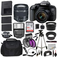 Canon EOS Rebel 800D (T7i) DSLR Camera w/ 18-55mm Lens, Essential Accessory Bundle - Includes: SanDisk Ultra 64GB SDXC Memory Card, Slave Flash, Professional Camera Bag & More