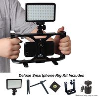 Smartphone Video Rig Kit Handheld Grip Stabilizer Mount Live Stream Videomaker Filmmaking Case with 160 LED for iPhone Xs XS Max XR iPhone X 8 Plus 7 Plus Samsung