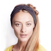 BLOM Original Multi Style Headband. Women Yoga Fashion Workout Running Athletic Travel. Wear Wide Turban Thick Knotted. Comfort Stretch Versatility. Charcoal.