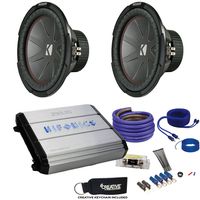 KICKER Two 43CWR124 12" CompR Subwoofers & Hifonics ZXX-1200.1D Zeus 1200 Watt Amplifier & Wiring Kit