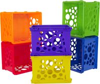 Storex Mini Crate, 9 x 7.75 x 6 Inches, Assorted Colors, 12-Pack (61474U12C)