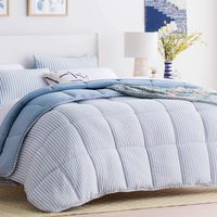 Linenspa All-Season Reversible Down Alternative Quilted Comforter - Hypoallergenic - Plush Microfiber Fill - Machine Washable - Duvet Insert or Stand-Alone Comforter - Cloudy Sky Blue - King