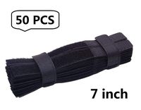Jewoster 50pcs Cable Ties Reusable Fastening Cable Ties Cable Straps Strips Wire Organizer Cord Rope Holder for Laptop PC TV 7 Inch (50 pcs, Black)