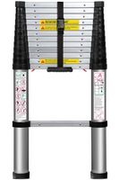 Telescoping Ladder 12.5 FT Extension Telescopic Ladders - Lightweight Aluminum Portable Best for Multi-Use in Home Attic & RV Work Expandable Retractable - Foldable with One Button Collapsible Folding