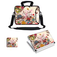 Meffort Inc Laptop Bundle Deal - Includes Neoprene Laptop Bag with Side Pocket Adjust Shoulder Strap with Matching Skin Sticker Decal & Mouse Pad (11.6 Inch, Colorful Flower Butterfly)