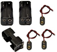 LAMPVPATH 3 Pcs 4 x 1.5V (6V) AA Battery Holder with 3 Pcs 9V I Type Snap Connector Plastic Housing Two Layers Battery Case