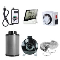 PrimeGarden 6'' Inline Fan Carbon Filter Ducting Combo + Variable Fan Speed Controller + Hygrometer Thermometer + 24 Hour Timer Outlet for Hydroponic Grow Tent Ventilation System (6'' Ventilation Kit)