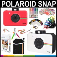 Polaroid Snap Instant Print Camera Gift Bundle + Zink Paper (30 Sheets) + Snap Themed Scrapbook + Pouch + 6 Edged Scissors + 100 Sticker Border Frames + Color Gel Pens + Frames + Accessories