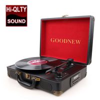 GoJiaJie Vinyl Record Player Turntable with Built in Speakers Support Headphone & RCA Output and AUX (3.5mm) Input Jack