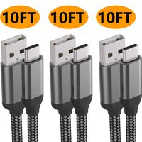 USB C Charger Cable,10FT 3Pack,3A Fast Charging,Nylon,Charge Cord For Samsung Galaxy Note 10 9 8 S10e S10 S9 S8 Plus A10e A50 A20,LG Stylo 5 4 V50 V40 G8 G7 G6 Thinq Q7,Moto Z4 Z3 G7 One,Sony Xperia 5