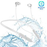 [2019 Upgraded Stereo] Bluetooth Headphones Neckband, DPRUI V5.0 Wireless Sports Headset Noise Canceling IPX7 Waterproof for Running/Gym(White)