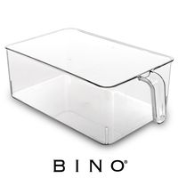 BINO Refrigerator, Freezer, and Kitchen Pantry Cabinet Organizer Plastic Bin with Handle, Clear Plastic Storage Bins Refrigerator Organizer Bins Fridge Organizer Pantry Organizer Pantry Storage, Large