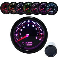 Dewhel Smoke 7-Colors LED 2" 52mm 12V Tachometer Rev Counter RPM 0-8000 Tacho Meters Pointer Universal