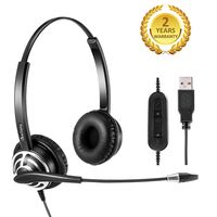 Call Center USB Headset with Noise Cancelling Microphone and Volume Control for PC Chat Skype Microsoft Lync Dragon Nuance Voice Recognition Speech Dictation