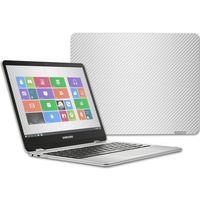 MightySkins Skin Compatible with Samsung Chromebook Plus 12.3"(2017 - White Carbon Fiber | Protective, Durable, and Unique Vinyl wrap Cover | Easy to Apply, Remove | Made in The USA