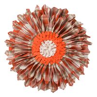 JWH Handmade 3D Flowers Accent Pillow Round Sunflower Cushion Decorative Pillowcase with Pillow Insert Home Sofa Bed Living Room Decor Gift 12 Inch / 30 cm Orange Checker