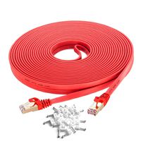 Cat 7 Ethernet Cable 30 ft Red, SNANSHI Cat7 Flat Ethernet Patch Cables - Internet Cable Shielded RJ45 Connectors Compatible with Switch/Router/Modem/Patch Panel