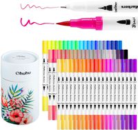 Ohuhu Art Markers Dual Tips Coloring Brush Fineliner Color Pens, 60 Colors of Water Based Marker for Calligraphy Drawing Sketching Coloring Book Bullet Journal Art Valentine's Day Back To School Gifts