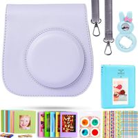 Case & Accessories Compatible with Fujifilm Instax Mini 9 8 8+ Instant Polaroid Film Camera, Bundle Pack Include Album, Filters & Other Accessories [Smokey White,7 Items Kit] by SAIKA