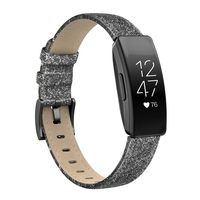 SWEES Compatible with Fitbit Inspire HR Bands/Inspire Band, Classic Leather Wristband Women Men Accessories Bands Compatible with Fitbit Inspire/Inspire HR Fitness Tracker Glitter Black