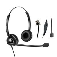 Telephone Headset with RJ9 Jack Mic Mute and Volume Control Noise Cancelling Microphone for Avaya Nortel Bianural Corded