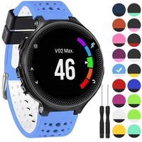 GVangel Band Compatible with Garmin Forerunner 235, Soft Silicone Replacement Watch Band Strap Wristband for 220/230/235/620/630/735XT/235 Lite Smart Watch for Women Men (CornflowerBlue-White)