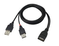 CERRXIAN 3ft USB 2.0 A Female to 2 Dual USB 2.0 A Male Y Splitter Data Sync & Charging Hub Power Extension Cable,Black