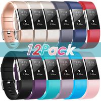 ZEROFIRE Bands Compatible for Fitbit Charge 2, Replacement Adjustable Sport Bands for Charge 2 Heart Rate Fitness Wristbands, Women Men - 12 Pack