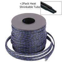 1/4 Inch Flexo Clean Cut Braided Cable Sleeve-Blue&Black-100 Feet