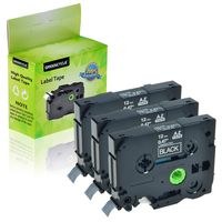 GREENCYCLE 3 PK White on Black Label Tape Compatible for Brother TZ TZe 335 Tze335 P-Touch 12mm Label Maker Printers